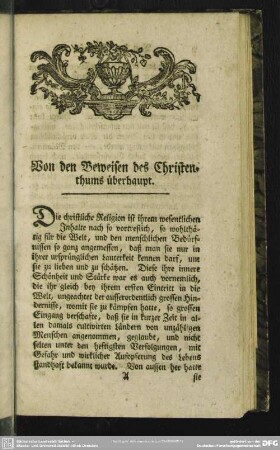 Von den Beweisen des Christenthums überhaupt