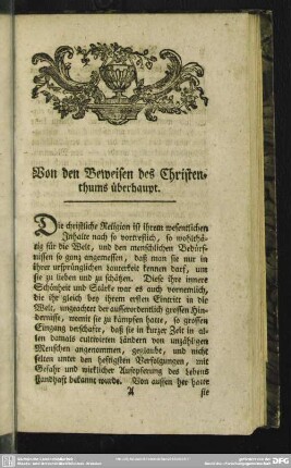 Von den Beweisen des Christenthums überhaupt