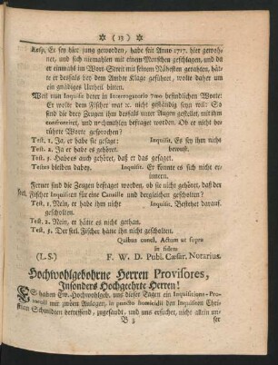 Hochwohlgebohrne Herren Provisores, Insonders Hochgeehrte Herren!