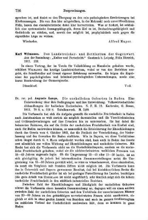 736, Karl Wilmanns. Das Landstreicher- und Bettlertum der Gegenwart. 1911