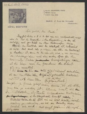 Brief an Gustav Mahler und K.K. Hof-Operntheater in Wien : 13.04.1904