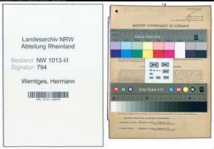 Entnazifizierung Hermann Werntges , geb. 13.06.1890 (Kaufmaennischer Angestellter)