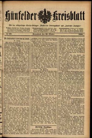 Erste Ausgabe vom Samstag, den 29. Oktober 1898.