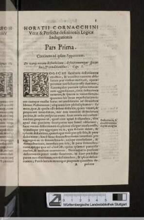 Pars prima: Continens ad ipsam apparatum
