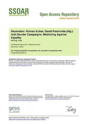 Rezension: Roman Kuhar, David Paternotte (Hg.): Anti-Gender Campaigns: Mobilizing Against Equality