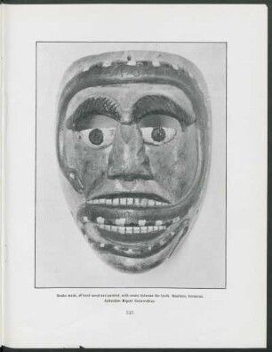 [Photograph of] Snake mask, of hard wood and painted, with snake between the teeth. : Noalinco, Veracruz. Collection Miguel Covarrubias.