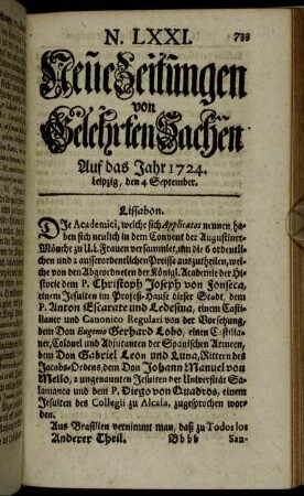 N. LXXI. Leipzig, den 4 September. - N. LXXVIII. Leipzig, den 28 September.