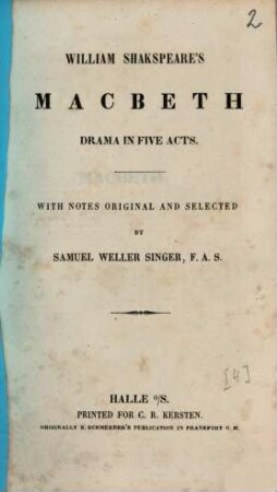 William Shakspeare's Macbeth : drama in five acts