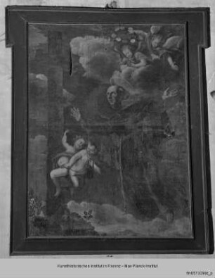 Der heilige Pietro d'Alcantara in der Glorie, das Kreuz anbetend