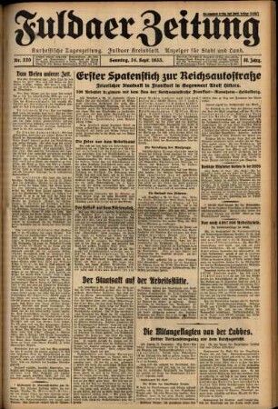 Erste Ausgabe vom Sonntag, den 24. September 1933.