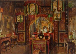 Das malerische Innere eines chinesischen Tempels