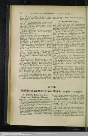 XVII. Versicherungs-Anstalten und Versicherungs-Vertretungen