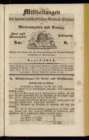 Zwei und Zwanzigster Jahrgang. No. 8.
