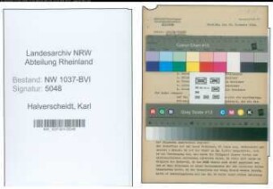 Entnazifizierung Karl Halverscheidt , geb. 05.02.1901 (Fabrikant)