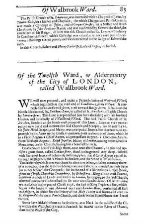Of the Twelfth Ward, or Aldermanry of the City of London, called Wallbrook Ward