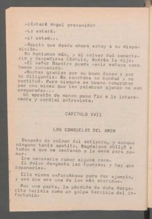 Capítulo XVII - Los consuelos del amor