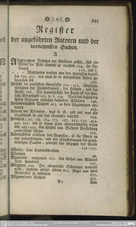 Register der angeführten Autoren und der vornehmsten Sachen