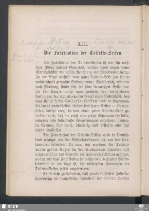 XIII. Die Fabrikation der Toilette-Seifen