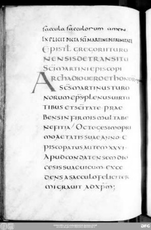 [Gregorius Turonensis: Epistola Gregorii Turonensis de transitu Sancti Martini episcopi (= Hist. Franc. 1,48)]
