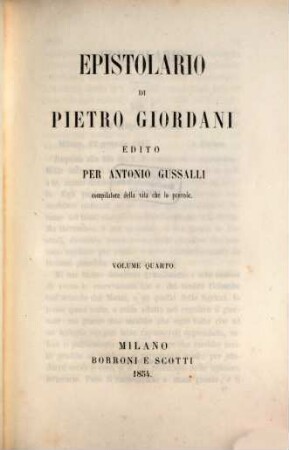 Opere di Pietro Giordani, 4. Epistolario di Pietro Giordani ; 4