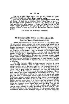 Die fremdsprachliche Lektüre im Lichte unserer Zeit