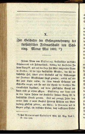 X. Zur Geschichte der Gefangennehmung des kursächsischen Feldmarschalls von Schöning. Monat Mai 1692