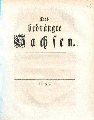 Das bedrängte Sachsen