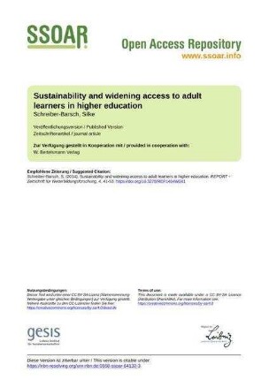 Sustainability and widening access to adult learners in higher education