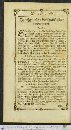 Breyßgauisch-Landständischer Consessus.