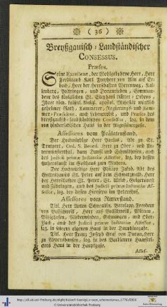 Breyßgauisch-Landständischer Consessus.