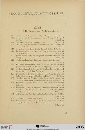 Donnerstag, vormittags 10 Uhr (Nr. 619-758)