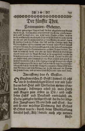 Der fünffte Theil. Communion-Gebetter.
