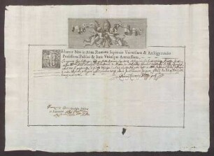 Zeugnisse über Studien des Franz Christoph von Hutten zum Stolzenberg zu Würzburg und Rom.