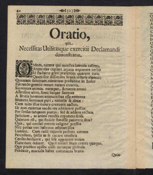 40-51, Oratio, qua Necessitas Utilitasque exercitii Declamandi demonstratur.