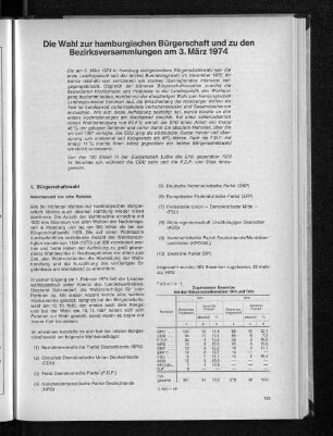 Die Wahl zur hamburgischen Bürgerschaft und zu den Bezirksversammlungen am 3. März 1974