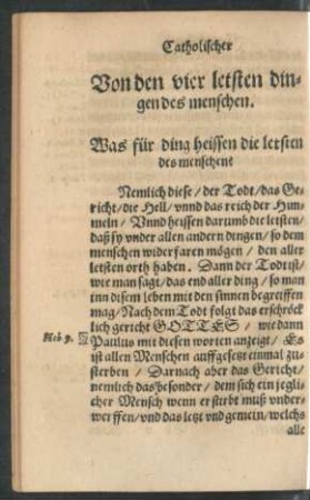 Von den vier letsten dingen des menschen.