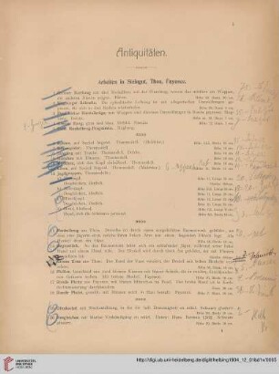 Arbeiten in Steingut, Thon, Fayence (Nr. 1-28)