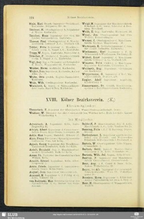 XVIII. Kölner Bezirksverein.