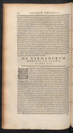 De Germanorum Moribus Et Factis Liber III.