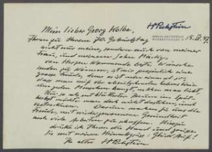 Brief von Max Pechstein an Georg Kolbe
