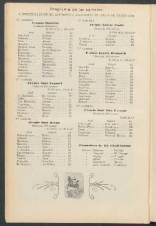 Programa de las carreras a efectuarse en el Hipódromo Argentino el día 5 de enero 1902