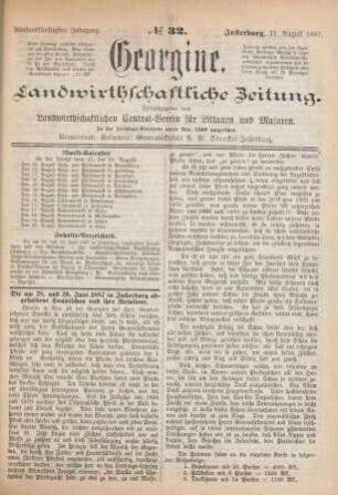 Fünfundfünfzigster Jahrgang. No. 32. Insterburg, 11. August 1887.