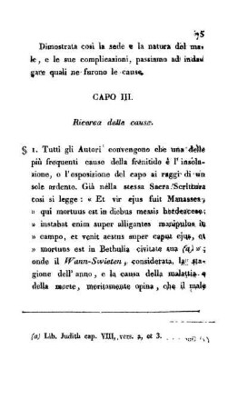Capo III. Ricerca della cause.