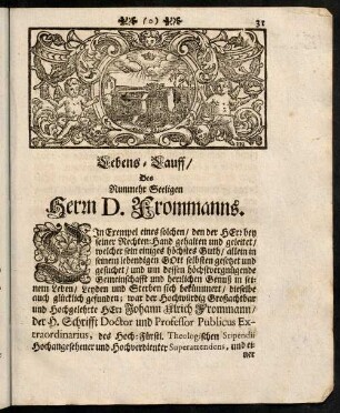31-50, Lebens-Lauff des Nunmehr Seeligen Herrn D. Frommans.