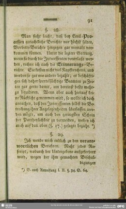 §. 28. [Erinnerungs-Berichte]
