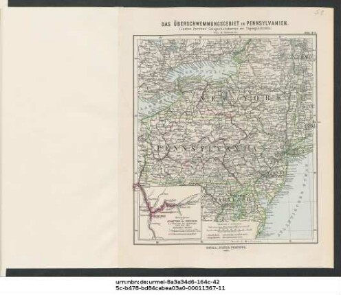 Das Überschwemmungsgebiet in Pennsylvanien : (Justus Perthes' Gelegenheitskarten zur Tagesgeschichte)
