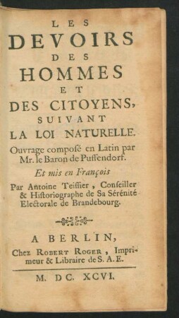 Les Devoirs Des Hommes Et Des Citoyens, Suivant La Loi Naturelle
