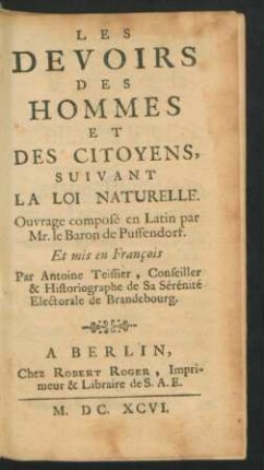 Les Devoirs Des Hommes Et Des Citoyens, Suivant La Loi Naturelle
