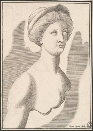 Büste einer Frau, Abb. 19 aus: Disegni intagliati in rame di pitture antiche ritrovate nelle scavazioni di Resina, Neapel 1746