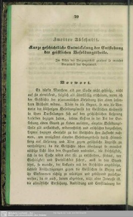 Zweiter Abschnitt. Kurze geschichtliche Entwickelung der Entstehung der geistlichen Besoldungstheile